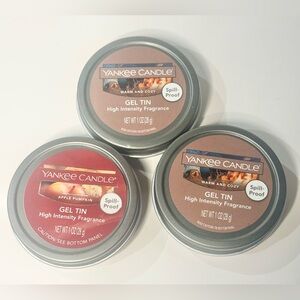 Yankee Candle Lot of 3 Assorted Gel Tins Warm And Cozy & Apple Pumpkin New